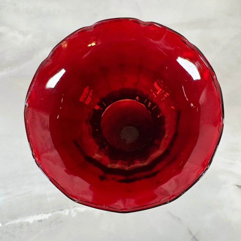 Vintage Anchor Hocking Ruby Red Pineapple Flared Bubble‎ Vase 8.75